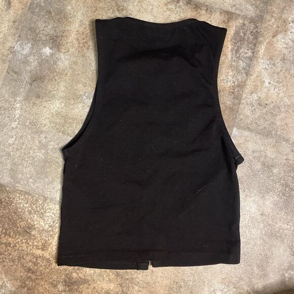 asos design size 4 flaming motorcycle and eagle lace up tanktop concert shirt - Picture 4 of 6